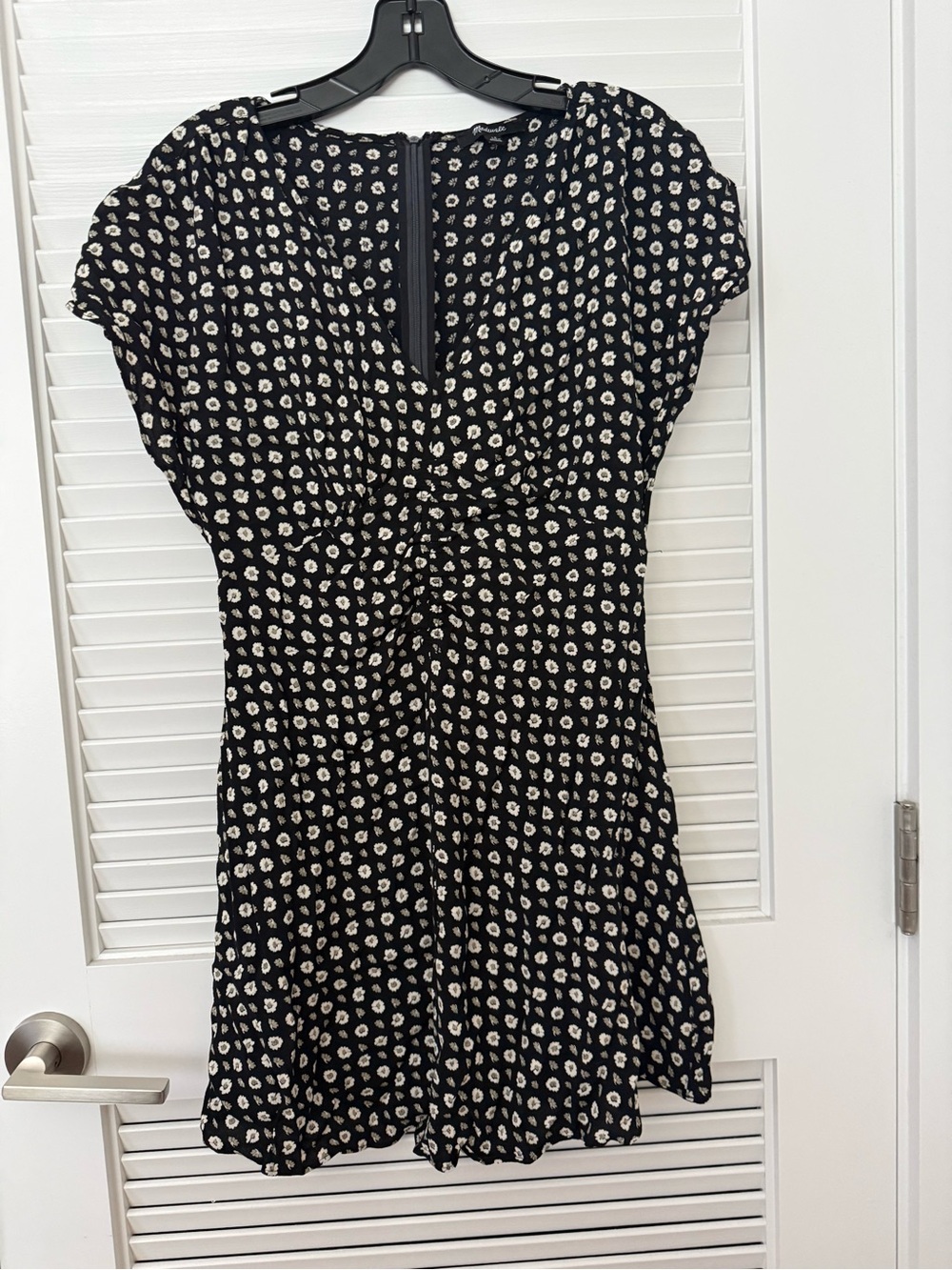 Madewell Black Mini Dress with Cream Floral Print